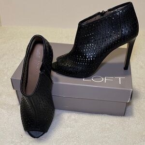 Ann Taylor Black Perforated Heeled Boots